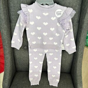 NWT Purple Heart Patterned Baby Outfit 0-3 months